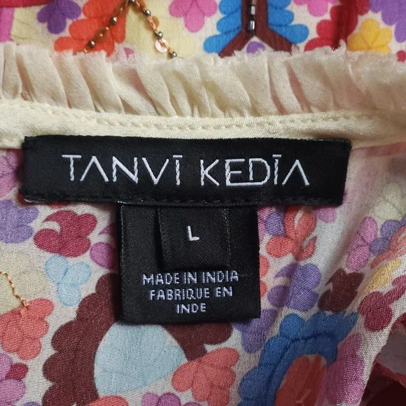 TANVI KEDIA Anthropologie Boho Sequin Embellished Shift Dress Large Folk $228 - Picture 7 of 8